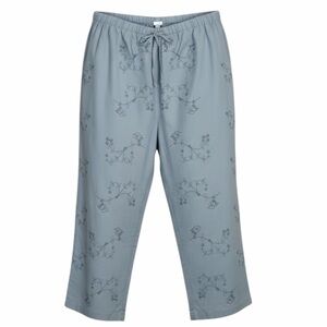 Denim & Co QVC Linen Blend Wide Leg Pants Crop Floral Blue NWT 2X bv